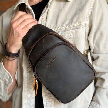 Leather sling bag - Noshoo (Harbor) - Horse Leather darkcoffee