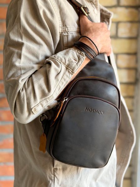 Сумка кожаная слинг - Noshoo (Harbor) - Horse Leather darkcoffee 9181-darkcoffee фото