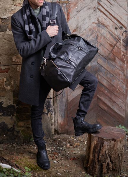 Сумка кожаная дорожная - Noshoo (Shade) - Cowhide Leather - Black 7415 фото