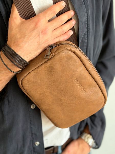 Сумка шкіряна слінг - Noshoo (Edge) - Cowhide Leather coffee 9173-coffee фото