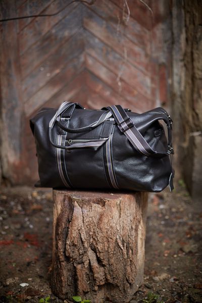 Сумка кожаная городская - Noshoo (City Stripe) - Cowhide Leather - Black 4028 фото