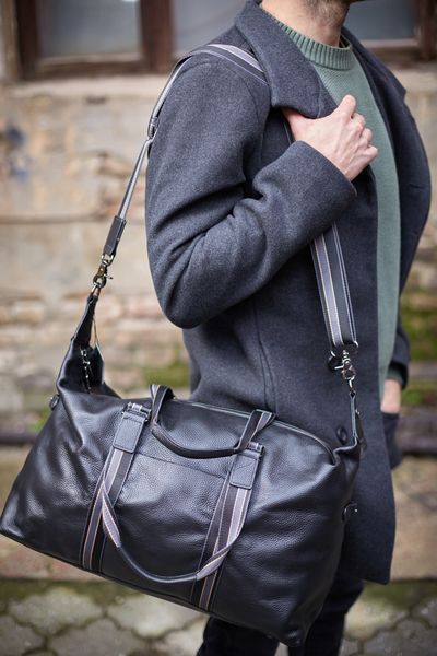 Сумка кожаная городская - Noshoo (City Stripe) - Cowhide Leather - Black 4028 фото