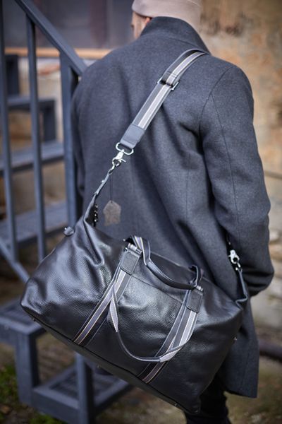 Сумка кожаная городская - Noshoo (City Stripe) - Cowhide Leather - Black 4028 фото