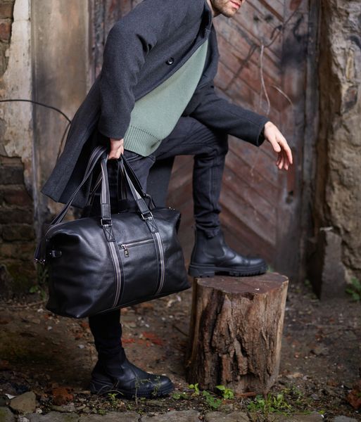 Сумка кожаная городская - Noshoo (City Stripe) - Cowhide Leather - Black 4028 фото