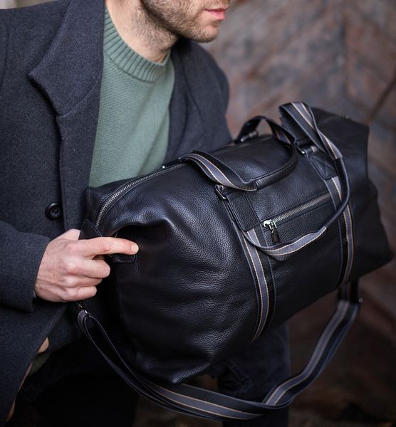 Сумка кожаная городская - Noshoo (City Stripe) - Cowhide Leather - Black 4028 фото