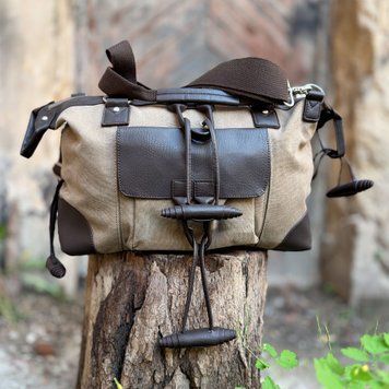 Сумка шкіряна міська - Noshoo (Flex) - Canvas+Leather - Khaki 2400h фото