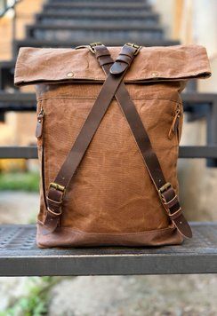 Рюкзак кожа+холст - Noshoo (Shell) - Canvas+Leather - Coffee M22101 фото