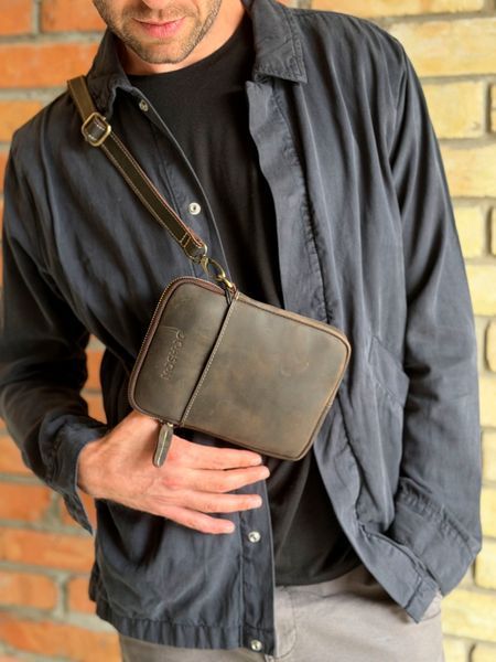 Leather messenger bag - Noshoo (Flow) - Horse Leather darkcoffee