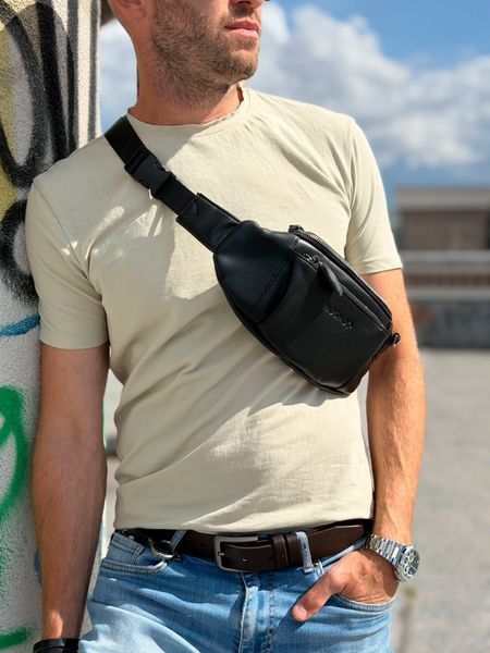Leather sling bag - Noshoo (Core) - Cowhide Leather black