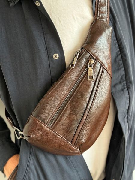 Сумка шкіряна месенджер - Noshoo (Form) - Cowhide Leather coffe 7025-coffee фото